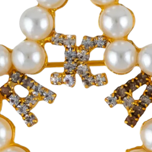 Broche élégante en forme de lierre avec perles blanches, or et argent, ornée de strass, accessoire de mode pour femme - Product Image 6