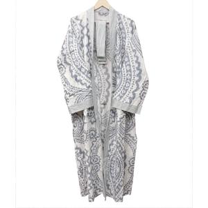 Robe de nuit pour femmes en coton pur, imprimé numérique floral, col en V, ceinture, longue, style kimono - Product Image 4