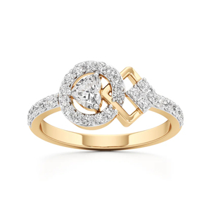 Yellow Gold Pear Cut Diamond Engagement <b>Ring</b> Geometric Design For Women - Product Image 1