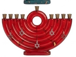 Ménorah moderne en résine corail, porte-bougie à 9 branches, support décoratif pour bougies de Hanouka juive avec accents turquoise - Product Image 4