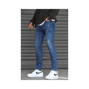 Jean en denim coupe droite pour homme, nouveau design de haute qualité, style hip-hop, avec boutons et rivets, finition délavée, disponible en plusieurs coloris pour l'été - Product Image 3