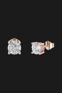 Luxury Finish Moissanite <b>Stud</b> <b>Earrings</b> Premium Stone Shine 925 Sterling Silver Gold Plated for Gift Jewelry Party Event Look - Product Image 1