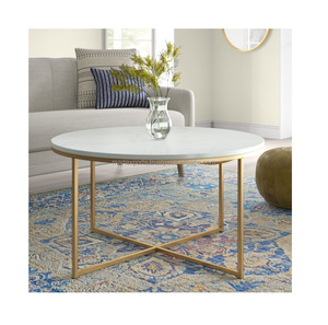 Mesa de centro superior de mármol de lujo moderna con base de metal de lujo Muebles DE BODA únicos Los mejores precios para la venta al por mayor - Product Image 2
