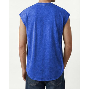 เสื้อกล้ามออกกำลังกายผ้าฝ้ายหนาน้ำหนักมากสำหรับผู้ชาย ไซส์ใหญ่ แฟชั่นสตรีทแวร์ฤดูร้อน ทรงหลวม ขอบเสื้อแบบย้อมสีเอซิด - Product Image 2