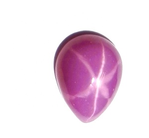 Rubis Étoilé Rose Poire 6x8 mm 1,5 Carat Créé en Laboratoire Poli Opaque Cabochon avec Effet Étoile à 6 Branches pour la Fabrication de Bijoux - Product Image 1