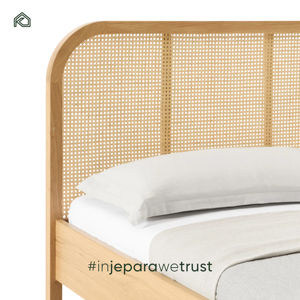 Lit Moderne en Rotin avec Cadre en Bois Massif, Style Mid-Century, Sculpté à la Main, Confortable, Taille et Couleur Personnalisables pour Hôtel et Chambre à Coucher - Product Image 6