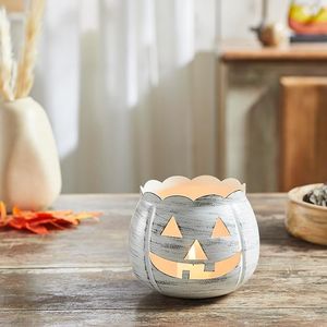 Ensemble de pots à fleurs en métal galvanisé pour Halloween, porte-bougie Jack O'Lantern, bordure en cuivre, décoration rustique - Product Image 5