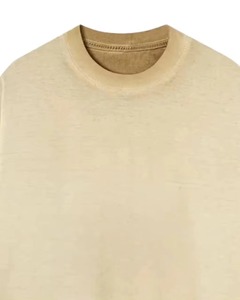 Camiseta de Algodón de Color Sólido para Hombre, Talla Grande, Manga Corta, Cuello Redondo, Estilo Informal, Tejido Jersey, Largo Regular, Estilo Liso Teñido - Product Image 3