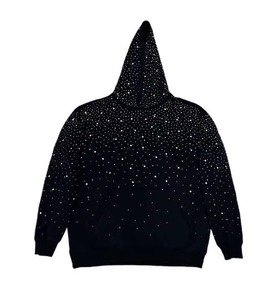 Men's Oversized Hooded Sweatshirt Black <b>Glitter</b> Print Dot Pattern Casual Autumn Wear Knitted Polyester Regular Sleeve - Product Image 6