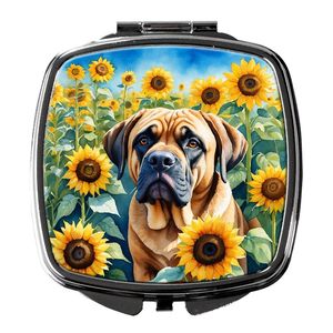 Mastín girasoles compacto plegable de mano espejo de maquillaje de viaje regalo decorativo de bolsillo para mujeres y niñas - Product Image 1