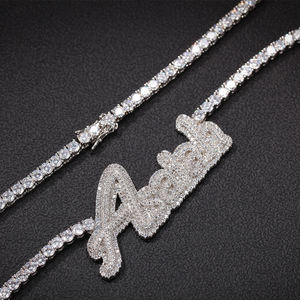 Custom <b>Name</b> Pendant Necklace 925 Sterling Silver Moissanite Letters Pendant Tennis <b>Chain</b> Necklace jewelry - Product Image 4