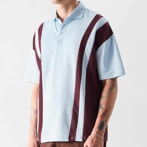 Polo Cumbre Sports avec logo personnalisé brodé, t-shirts à manches courtes surdimensionnés, rayures sportives, vêtements de sport de plein air, polos pour hommes grandes tailles - Product Image 5