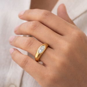 Anillo de Diamante Ovalado Cultivado en Laboratorio al por Mayor DRF VS VVS Oro 10K 14K 18K Anillo de Diamante con Engaste Flush IGI Anillo de Promesa Gypsy - Product Image 5