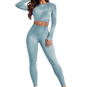 Solid Front Logo yoga <b>exercise</b> set Women's pajamas 2-Piece Yoga Set with Leggings and Top yoga - Product Image 1