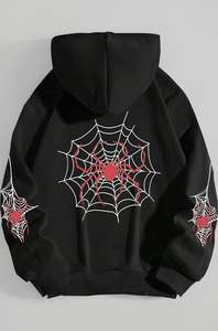 Manufacturer Mens Spider Print Oversize Hoodie Polyester Cotton <b>Thick</b> <b>Fleece</b> Eco Friendly Autumn Casual Fashion Apparel - Product Image 3