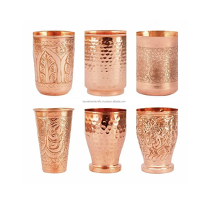 Ensemble de verres en cuivre, bouteille en cuivre, verre à eau en cuivre, article de table en verre, ensemble de verres en provenance d'Inde - Product Image 4