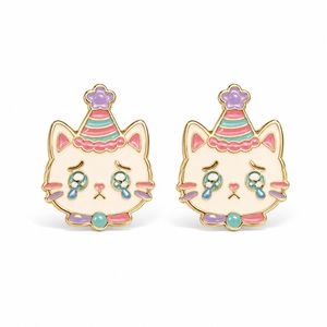 Fashion Enamel Designer Inspired <b>Cat</b> Earring Cute Kitten Single Stud Earring for Girls - Product Image 1