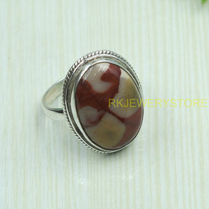 Natural Mookaite Jasper Oval Cabochon <b>Ring</b> 925 Sterling <b>Silver</b> Handmade Boho <b>Statement</b> Gemstone <b>Ring</b> Vintage Jewelry for Women - Product Image 5