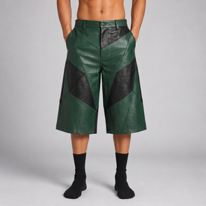 Factory Direct Oversized <b>Leather</b> Jorts Heavyweight PU Finish Oversized <b>Leather</b> <b>Shorts</b> for Boutique Retailers - Product Image 6