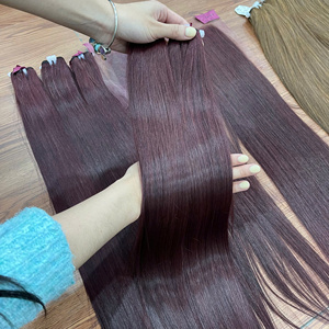 ผมต่อสีแดงเบอร์กันดีพรีเมียม เส้นผมมนุษย์สีน้ำตาล แบบเย็บด้วยเครื่องจักร  ดับเบิ้ลดรอว์น  เนื้อผมตรงนุ่มสลวย  หนาเต็มปลาย  ขายส่ง - Product Image 6