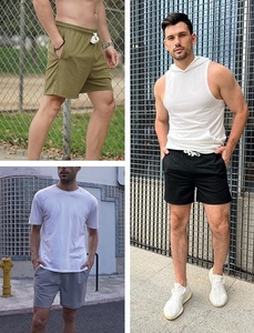 Shorts cargo à cordon de serrage pour homme, vert olive, à carreaux, décontractés, tricotés, respirants, taille mi-haute, poches, séchage rapide, 100% polyester - Product Image 6