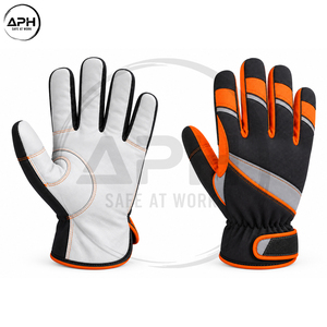 Gants d'assemblage orange, gris et noir avec design multi-panneaux et poignet élastique pour la manutention en atelier – Gants d'assemblage pour hommes - Product Image 3
