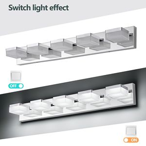 Applique murale moderne en chrome à LED pour salle de bain, design élégant et minimaliste, 5 lumières, économe en énergie et facile à installer - Product Image 5