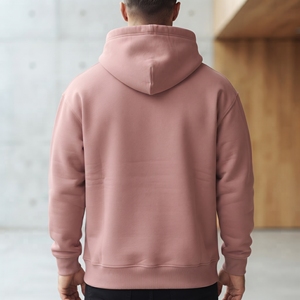 Sweat-shirt rose à capuche pour homme, coupe oversize, manches raglan, couleur unie, décontracté, en polaire, pour l'automne - Product Image 4