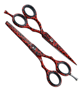 Tijeras Profesionales de Peluquería Japonesas de Acero Inoxidable 420 para Adelgazar el Cabello, con Recubrimiento Rojo y Negro, Diseño Micro Rojo y Negro, para Cuidado Capilar Manual - Product Image 6