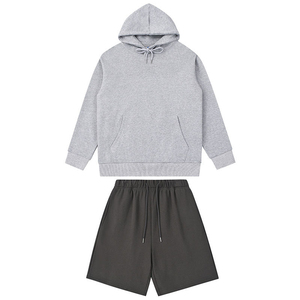 Conjunto de Sudadera con Capucha y Pantalones Cortos para Hombre, Ropa Deportiva Informal de Dos Piezas, Ropa Deportiva Activa, Ropa de Calle, 100% Algodón Transpirable - Product Image 3