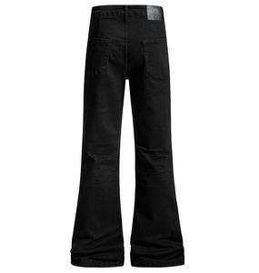 Pantalon en jean pour homme OEM ODM personnalisé, coupe droite ample, style streetwear, avec strass et perles - Product Image 2