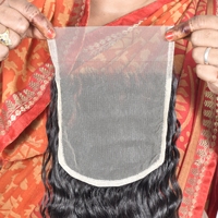 Rambut Asli India Remy Mentah Tanpa Proses 100%  Closure Rambut Manusia Bergelombang Jahitan Ganda Mesin Kemasan Polybag Ekstensi Terbaik