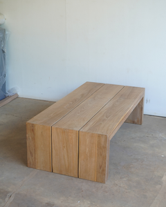Table basse d'extérieur minimaliste moderne en bois massif avec structure en teck, finition naturelle résistante aux intempéries pour le mobilier de salon - Product Image 6