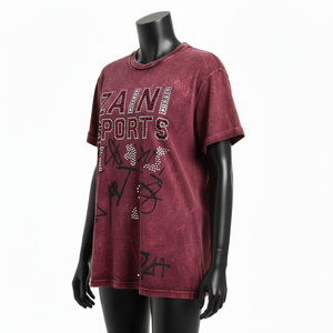 T-shirt femme délavé à l'acide en coton jersey premium GSM, toucher doux, impression strass thermocollée, logo personnalisé - Product Image 4