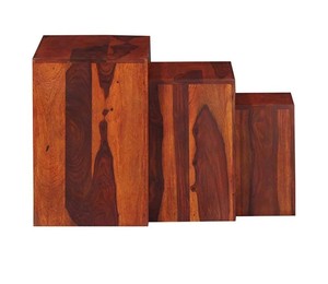 Minimalist Solid Wood Nesting Tables Set of 3 | <b>U</b>-Shaped Waterfall Edge Stool Set | Wholesale <b>Living</b> Room Furniture - Product Image 4