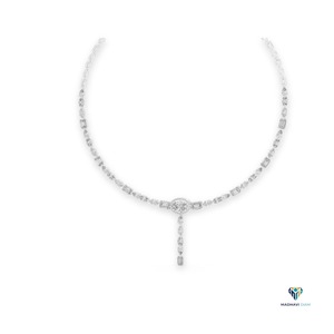 14.27 CT White <b>Gold</b> Oval Multi-Shape Lab Grown Diamond Necklace in 18K <b>Solid</b> <b>Gold</b> Statement Drop <b>Pendant</b> - Product Image 3