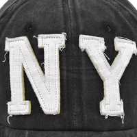 Casquette de baseball vintage noire avec logo Y blanc brodé New York, ajustable, 6 panneaux, en toile 100% coton, unisexe, service OEM