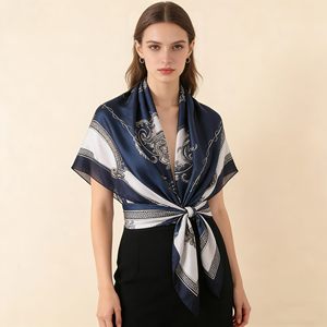 100% Silk Twill Square Scarf Custom Digital Print Women Fashion Neck Wrap <b>Shawl</b> Wholesale Bandana Headscarf OEM ODM 90x90cm - Product Image 2