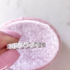 3.00 MM Round Cut White Moissanite Full <b>Eternity</b> Wedding Band White <b>Sterling</b> <b>silver</b> Full <b>Eternity</b> Band Shared Prong Wedding <b>Ring</b> - Product Image 4