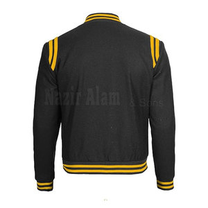 Chaqueta Letterman para Hombre con Mangas de Cuero Premium, Cuerpo de Lana y Ribete Tejido, Estilo Urbano Casual - Product Image 2