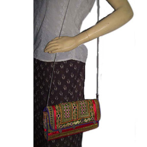 BohoMain India Ethnic Ladies Vintage Coin Zari Traditional Banjara Envelope Clutch <b>Bag</b> Handmade Embroidery Tribal <b>Boho</b> Purse - Product Image 2