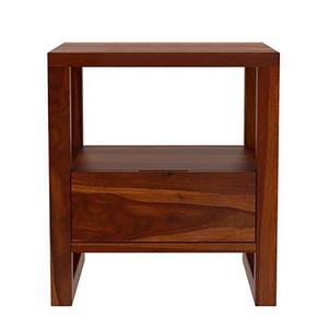 Sheesham Wood <b>Bedside</b> Table with 1 Drawer and Shelf <b>Storage</b> | Wooden Multipurpose Nightstand End Table Furniture for Living Room - Product Image 3