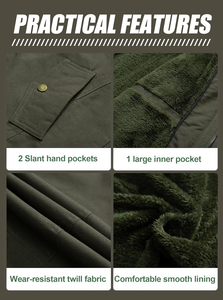 Men's Polyester/Cotton Blend Knitted Embroidered Loose Stand Collar Breathable Windproof <b>Wool</b>-Lined Single Button Casual Jacket - Product Image 4