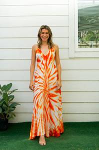 Robe Maxi Tie Dye personnalisée avec motif solide Style mignon tissé taille longues manches douces exportateurs de vacances de haute qualité! - Product Image 3