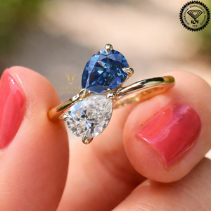 Anillo Solitario de Diamante en Forma de Pera, Estilo Antiguo, Color Blanco Azulado, Diamante Cultivado en Laboratorio, Oro Sólido de 14K, Certificado IGI, Anillo Único - Product Image 2