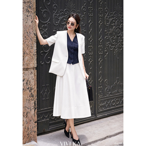 Jupe midi évasée blanche élégante pour femme, taille haute, décontractée, pour le bureau, conception personnalisée ODM OEM RYAN - Product Image 3