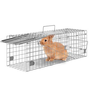 Trampa Plegable de Hierro Galvanizado de 24" x 8" x 8" para Gatos y Conejos, Trampa Humana para Animales Vivos con Asa Plegable - Product Image 1