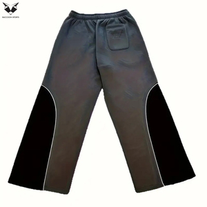 Men's Color Blocked Sweatpants, <b>Drawstring</b> Casual Fashion Streetwear Baggy Sweat Pants, Relaxed Fit Cotton Blend <b>Trousers</b> - Product Image 3