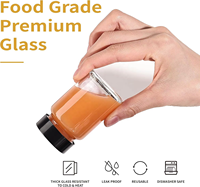 Mini-bouteilles en verre à large ouverture, étanches, avec couvercles noirs, petits pots transparents pour jus de gingembre, 2 oz (60 ml)