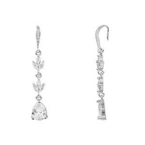 Pendientes colgantes de diamantes americanos de circonita cúbica chapada en plata para mujer Pendientes finos (E3394S) - Product Image 3
